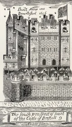 1873年に出版されたジェームズミラーの1673年のブリストルの地図の後にある、JRグリーンの「イギリス人の短い歴史」からのブリストル城