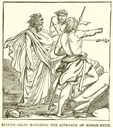 ローマ船の進入を見守るイギリスのケルト人