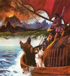 火山を目撃しているカルタゴの船員