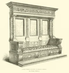 ジュリアンディメディチに属する彫刻が施された玉座