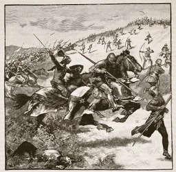 ホミルドンヒルでスコットランドの担当、キャッセルズイラストレイテッドイングランドオブイングランドのイラスト（セピア写真）