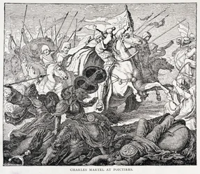 チャールズマーテル（c.688-741）、ポイティエ、フランスの歴史、エミールドボンネショー作、ウォード、ロックアンドカンパニー、ロンドン発行