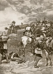 ナセビーの戦いでのチャールズ、カッセルズイラストレイテッドイングランドオブイングランドのイラスト（セピア写真）
