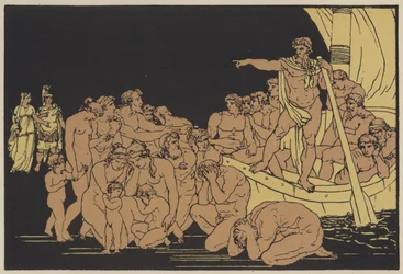 カロンと幽霊たち（カラーリトグラフ）