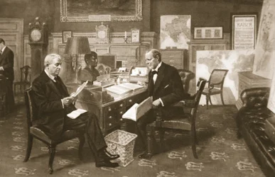 作業中のチャーチルとフィッシャー：1915年のイラスト入りの戦争のニュースから