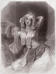 Cleopatre (Antoine et Cleopatre) (Antony and Cleopatra) in - "Galerie des femmes de Shakespeare, collection of four-five serious portraits by early London artists, enriched with critical and literary notices" circa 1838 - from "Gallery of the women.
