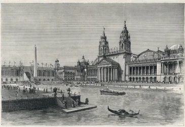 コロンブス万国博覧会 1893年シカゴ万国博覧会：機械ホール - 1893年のエングレーヴィング 「The graphic」より - World Exhibition 1893