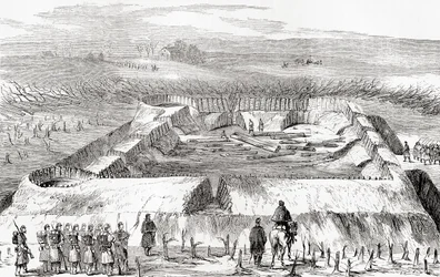 マナッサス・ジャンクションの北にある南軍の要塞（1882年頃に出版されたWard and Lock