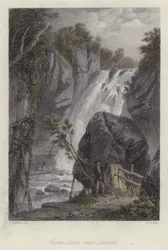 スコットランド、ラナーク近郊のコーラ・リン（彩色済み彫刻