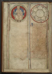 コットン MS クラウディウス D VI、f.5v f. 5v: アングロサクソン七王国の七つの王国の説明、1255-59 年頃 (ベラム)