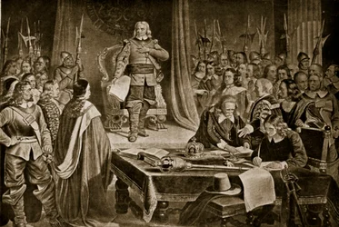 クロムウェルが王冠を拒否した、イギリス国民のハチンソン物語のイラスト、1923年頃