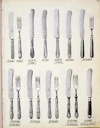 カトラリーのデザイン、国産品と付属品の貿易カタログから、c.1890-1910