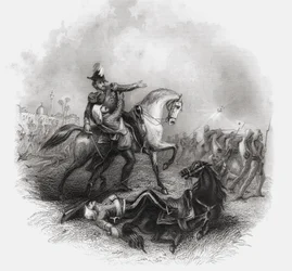 1868年に出版された「インディアン反乱の歴史」からのヘンリーモンゴメリーローレンス卿の死