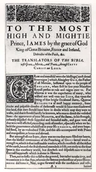 聖書、パブの献身ページ。 Robert Barker、1611