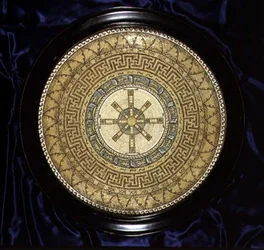 モザイク模様の床のデザイン、1870年頃（紙にペンとインク、水彩画）