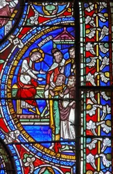 ダニエルと長老たちを描いた聖書の窓からの詳細