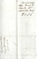 Devonshire MSS AS 3101, folio, Pinder SimpsonがLord George Cavendishのために決済した請求書の束から、Alexander Bowieの請求書を含む。