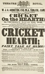ディケンズプレイビル：1846年1月15日、ダービーのシアターロイヤルでの囲炉裏のクリケット