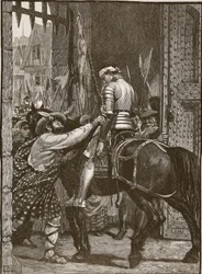 Flodden後のエジンバラ、Cassells Illustrated History of England（sepia写真）のイラスト