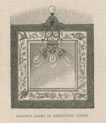 エジソンは展示会のコートで光