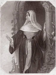 エフェソスの共同体の修道院長であるAegeonの妻Emilie (The Comedy of Errors) Emilia Lady Abbess at Ephesus (The Comedy of Errors) in - "Galerie des femmes de Shakespeare, collection of 45 serious portraits by early London artists, enriched with ...