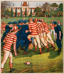 フットボール、英国のスポーツとゲーム、パブから。 C. 1880年。