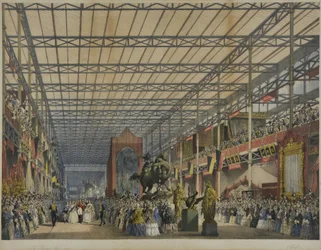 「ディキンソン」の1851年の大展覧会の包括的写真から、1854年に発行された外国の身廊、1851年