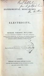 マイケルファラデー（1791-1867）による電気の実験的研究のための口絵