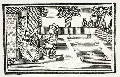 ガイは、フェア・フィリスを裁判にかけます。イラストは、18世紀のChap-booksのJohn Ashtonによるパブです。 1882