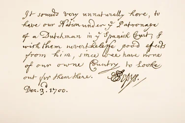 サミュエルペピスの手書きおよび署名、1700