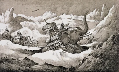 ハンニバル（紀元前247-c.183）とアルプスを横断する彼の戦争の象