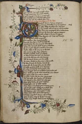 ハーレー 1758 年、f.56v バーの境界線とイニシャル 