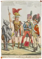協議中のヘロス-または服装に関する軍事的な喧嘩」1820年頃（彩色済み彫刻