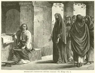 イザヤの前のヒゼキヤの大臣たち、『Ⅱ、列王記』第十九、二（彫刻