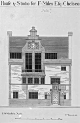1878年12月6日公開の「英国の建築家およびノーザンエンジニア」のイラスト、チェルシーのF.マイルエスクの家とスタジオ