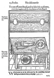 頭を切り落とし、大皿に置く方法、1584（木版）