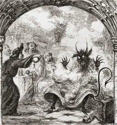 1865年に出版されたThomas Ingoldsbyの「Ingoldsby Legends or Mirth and Marvels」からの詩「A Lat of St. Nicholas」のGeorge Cruikshankのイラスト