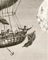 1865年に出版されたThomas Ingoldsbyによる詩「The Ingoldsby Legends or Mirth and Marvels」からの詩「The Monstre Balloon」のGeorge Cruikshankによるイラスト