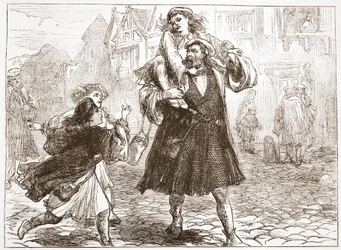 ジョンルーサーが息子を学校に連れて行ったイラスト。 1878