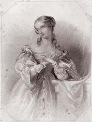 Juliette (Romeo and Juliet - Romeo and Juliet) in - "Galerie des femmes de Shakespeare, collection of for 45 serious portraits by first artists of London, enriched with critical and literary notices" around 1838 - from "Gallery of the women o.