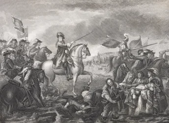 1690年に出版された「歴史的肖像画のギャラリー」からのボインの戦いでのウィリアム3世王