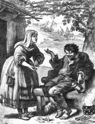La Megere tamed (The Taming of the Shrew) - 1866年「ウィリアム・シェイクスピア全集」の挿絵 - この版の挿絵と全体の形は、ロンドンで出版されたCassell
