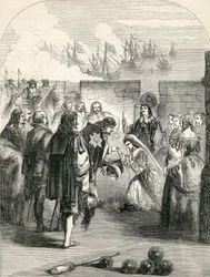 ヘンリエッタ王女の着陸、ジョンカッセルズイングランドの歴史を描いたイラスト、1857年