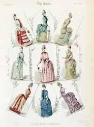 最新のパリのファッション、サプリメントからThe Queenまでのファッションプレートの9日間ドレス、1885年5月
