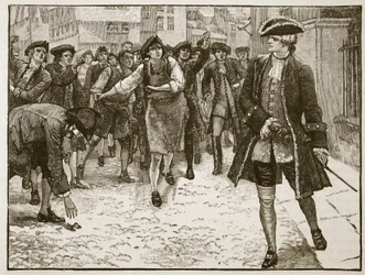 ビュート卿とロンドン市民、1763年、キャッセルズイラストレイテッドイングランドオブイングランドのイラスト（セピア写真）