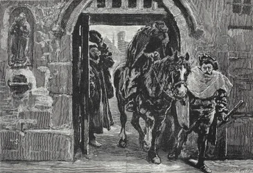 アウグスブルクから逃げるルター、ジェームズエイトケンワイリー（1808-1890）によるパブのプロテスタンティズムの歴史のイラスト。 1878