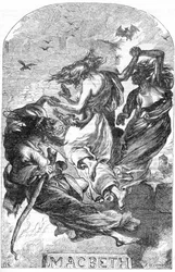 マクベス - 1866年「Completes de William Shakespeare」の挿絵 - この版の挿絵と全体の形は、ロンドンで出版されたCassell