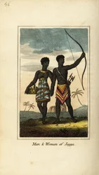 アフリカのモノエムギ王国とカフラリア王国から来たジャガの男と女