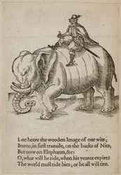 象に乗った男、「Thomas Coriate Traueller for the English Wits」のイラスト