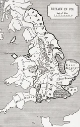 ノーサンブリア王国588から685までの626年のイギリスの地図、JRグリーンの「イギリス人の短い歴史」、1893年発行